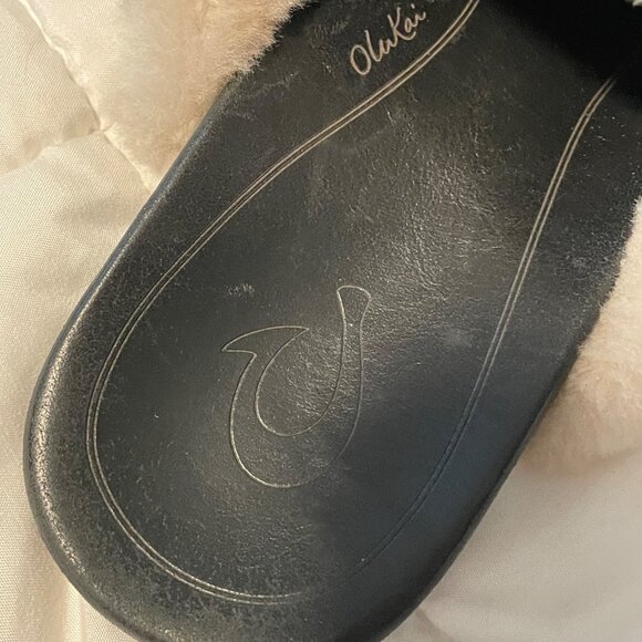 Olukai Womens Loma Hulu Shearling-Lined Leather Soles Slipper Size 7 Black - Picture 5 of 6